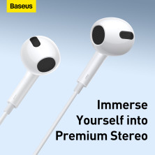 Навушники Baseus Encok H17 Lateral in-ear Wired Earphone jack 3.5 mm Білий