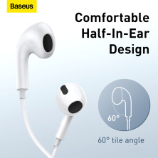 Навушники Baseus Encok H17 Lateral in-ear Wired Earphone jack 3.5 mm Білий