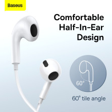 Наушники Baseus Encok C17 Lateral in-ear Wired Earphone Type-C Белый