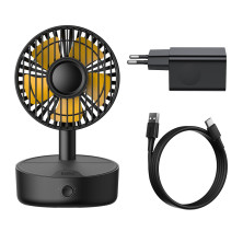 Вентилятор портативний Baseus Hermit Desktop Wireless Charger Fan настільний з функцією бездротової зарядки Qi 10W Чорний