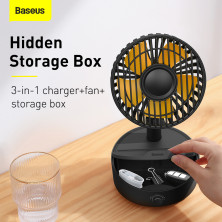 Вентилятор портативний Baseus Hermit Desktop Wireless Charger Fan настільний з функцією бездротової зарядки Qi 10W Чорний