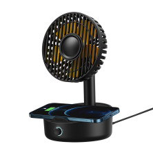 Вентилятор портативний Baseus Hermit Desktop Wireless Charger Fan настільний з функцією бездротової зарядки Qi 10W Чорний