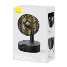 Вентилятор портативний Baseus Hermit Desktop Wireless Charger Fan настільний з функцією бездротової зарядки Qi 10W Чорний