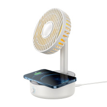 Вентилятор портативний Baseus Hermit Desktop Wireless Charger Fan настільний з функцією бездротової зарядки Qi 10W Білий