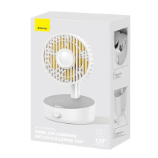 Вентилятор портативний Baseus Hermit Desktop Wireless Charger Fan настільний з функцією бездротової зарядки Qi 10W Білий
