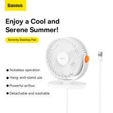 Вентилятор портативный Baseus Serenity Desktop Fan настольный Белый