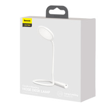 Настільна лампа на гнучкій ніжці Baseus Comfort Reading Charging Uniform Light Hose з вбудованим акумулятором 1800 mAh Білий