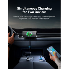 Беспроводное автомобильное зарядное устройство Baseus CW01 Magnetic Wireless Charging Car Mount 40W с функцией MagSafe и Qi 15W+USB 25W Черный