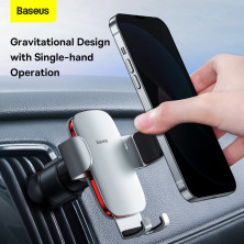 Автодержатель для телефона Baseus Metal Age2 Gravity Air Outlet Version в воздуховод Серебристый