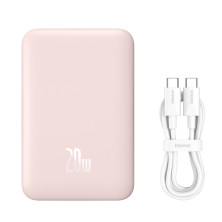 УМБ Baseus Magnetic Mini Wireless Fast Charge 2in1 10000mAh 20W 2.4A QC3.0+PD3.0 с Беспроводной зарядкой Qi 15W Розовый