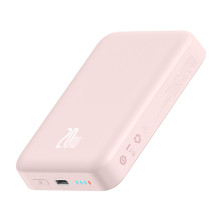 УМБ Baseus Magnetic Mini Wireless Fast Charge 2in1 10000mAh 20W 2.4A QC3.0+PD3.0 з Бездротовою зарядкою Qi 15W Рожевий