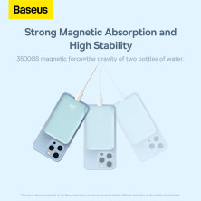 УМБ Baseus Magnetic Mini Wireless Fast Charge 2in1 10000mAh 20W 2.4A QC3.0+PD3.0 с Беспроводной зарядкой Qi 15W Голубой