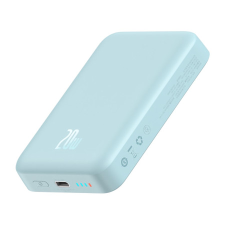 УМБ Baseus Magnetic Mini Wireless Fast Charge 2in1 10000mAh 20W 2.4A QC3.0+PD3.0 с Беспроводной зарядкой Qi 15W Голубой