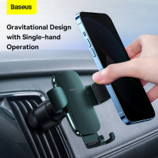Автодержатель для телефона Baseus Metal Age2 Gravity Air Outlet Version в воздуховод Зеленый
