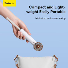 Вентилятор портативний Baseus Flyer Turbine Handheld Fan з акумулятором 4000 мАг функцією павербанка і вбудованим Lightning кабелем Білий