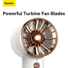 Вентилятор портативний Baseus Flyer Turbine Handheld Fan з акумулятором 4000 мАг функцією павербанка і вбудованим Lightning кабелем Білий
