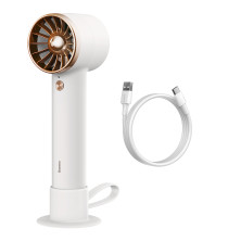 Вентилятор портативний Baseus Flyer Turbine Handheld Fan з акумулятором 4000 мАг функцією павербанка і вбудованим Lightning кабелем Білий