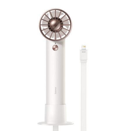 Вентилятор портативний Baseus Flyer Turbine Handheld Fan з акумулятором 4000 мАг функцією павербанка і вбудованим Lightning кабелем Білий