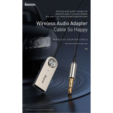 Bluetooth AUX аудіоадаптер Baseus BA01 USB Wireless Adapter Cable авто адаптер ресивер магнітоли Чорний