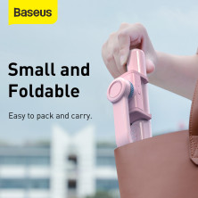 Селфи-монопод Baseus Lovely Uniaxial 3in1 с функцией штатива стабилизатором и пультом Bluetooth Розовый