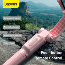 Селфи-монопод Baseus Lovely Uniaxial 3in1 с функцией штатива стабилизатором и пультом Bluetooth Розовый