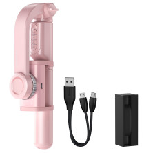 Селфи-монопод Baseus Lovely Uniaxial 3in1 с функцией штатива стабилизатором и пультом Bluetooth Розовый