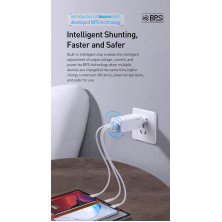 Сетевое зарядное устройство Baseus Quick GaN Travel QC4.0+PD3.0 65W USB+2Type-C 5A Белый