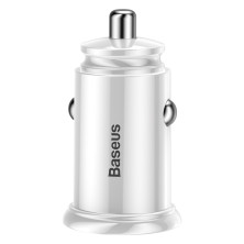 Автомобильное зарядное устройство Baseus Circular Plastic QC 3.0 30W 2USB 5A Серебристый