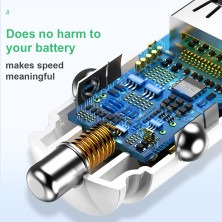 Автомобильное зарядное устройство Baseus Circular Plastic QC 3.0 30W 2USB 5A Серебристый