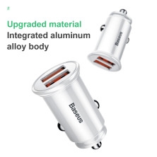 Автомобильное зарядное устройство Baseus Circular Plastic QC 3.0 30W 2USB 5A Серебристый