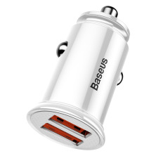 Автомобильное зарядное устройство Baseus Circular Plastic QC 3.0 30W 2USB 5A Серебристый