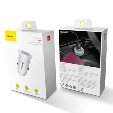 Автомобильное зарядное устройство Baseus Circular Plastic QC 3.0 30W 2USB 5A Серебристый