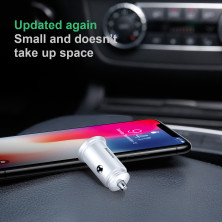 Автомобильное зарядное устройство Baseus Circular Plastic QC 3.0 30W 2USB 5A Серебристый