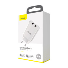 Сетевое зарядное устройство Baseus Speed Mini Dual U Charger 2USB 2.1A 10.5W Белый
