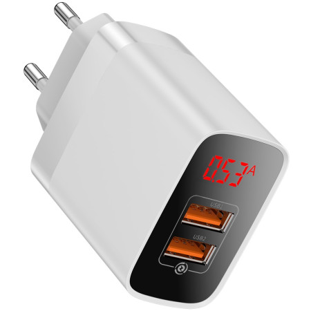 Сетевое зарядное устройство Baseus Mirror Lake Dual QC3.0 18W 2USB 3A Белый