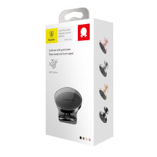 Автодержатель для телефона магнитный Baseus Small Ears Genuine Leather Type на торпедо Черный