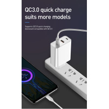 Сетевое зарядное устройство Baseus PPS three output quick charge QC4.0+PD3.0 60W 2USB+Type-C 6A Белый