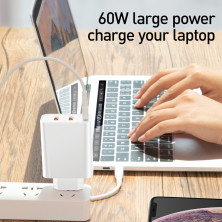 Сетевое зарядное устройство Baseus PPS three output quick charge QC4.0+PD3.0 60W 2USB+Type-C 6A Белый
