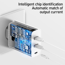 Сетевое зарядное устройство Baseus PPS three output quick charge QC4.0+PD3.0 60W 2USB+Type-C 6A Белый