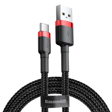 Кабель Baseus Cafule Cable USB to Type-C QC3.0 3A 1m Чорно-Червоний