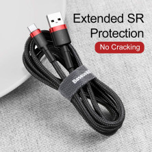 Кабель Baseus Cafule Cable USB to Type-C QC3.0 3A 1m Чорно-Червоний