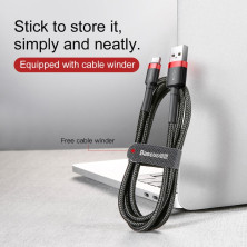 Кабель Baseus Cafule Cable USB to Type-C QC3.0 3A 1m Чорно-Червоний