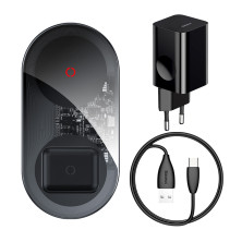 Беспроводное зарядное устройство Baseus Simple Turbo 2in1 с технологией Qi 24W MAX и адаптером QC3.0 Прозрачный