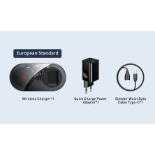 Беспроводное зарядное устройство Baseus Simple Turbo 2in1 с технологией Qi 24W MAX и адаптером QC3.0 Прозрачный