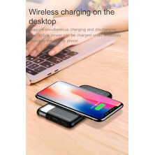 УМБ Baseus Thin Version 10000mAh 2.1A з Бездротовий зарядкою Qi 5W Чорний