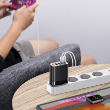 Сетевое зарядное устройство Baseus Mirror Travel Digital Display 30W 4USB 6A Черный