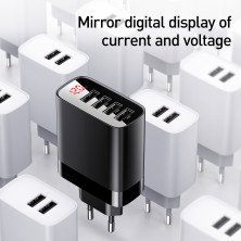 Сетевое зарядное устройство Baseus Mirror Travel Digital Display 30W 4USB 6A Черный