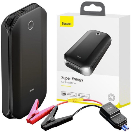 Пускозарядное устройство Бустер Baseus Car Jamp Starter Super Energy 3in1 12V 8000mAh с функцией Павербанка 5V/2.4A и LED фонарика Черный