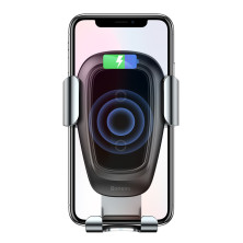 Бездротовий зарядний пристрій Baseus Metal Gravity з технологією Qi 10W Сріблястий