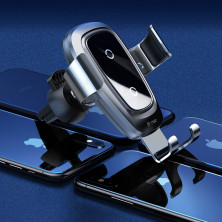 Бездротовий зарядний пристрій Baseus Metal Gravity з технологією Qi 10W Сріблястий